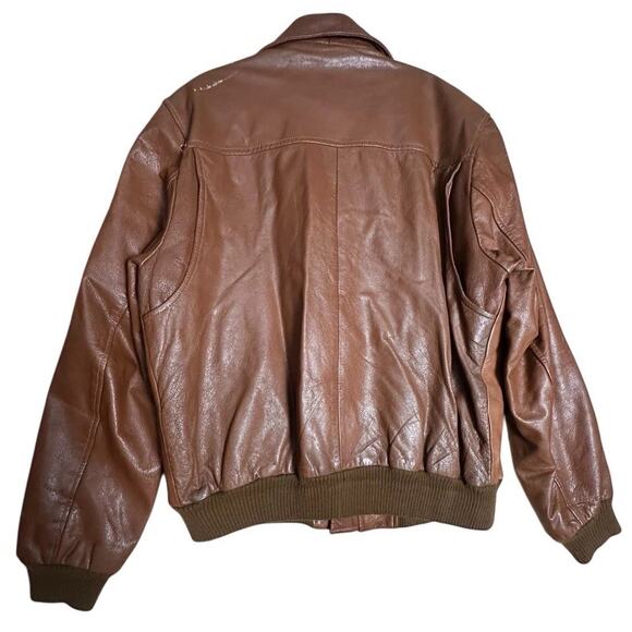 Adam Spencer Vtg Leather A2 Bomber Jacket Distressed Quilted Lining Men's Sz 42 - Picture 3 of 16